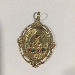 14k Yellow Gold Merry Christmas 🎄 Charm Pendant